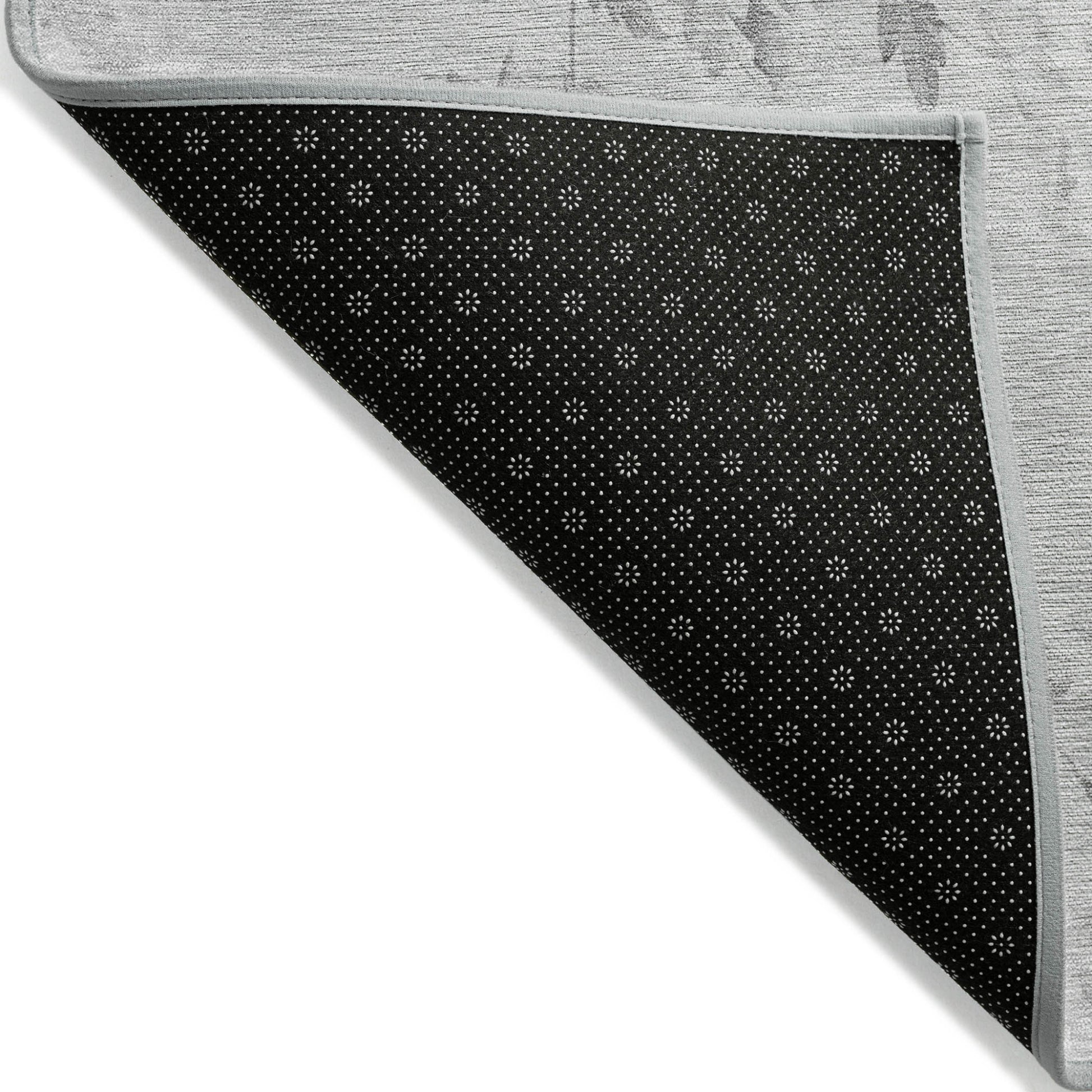 9' X 12' Gray Charcoal And Silver Floral Washable Indoor Outdoor Area Rug-2