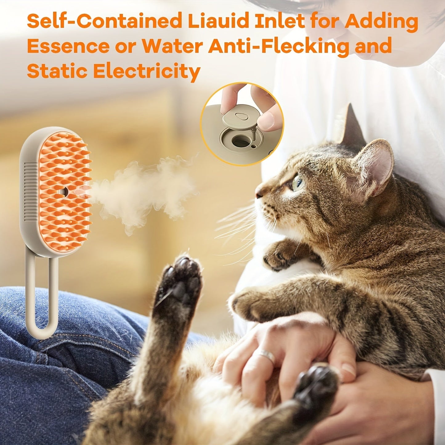 NNETM 3-in-1 Rechargeable Steam Pet Brush for Cats & Dogs-2